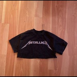 brandy melville metallica cropped tee